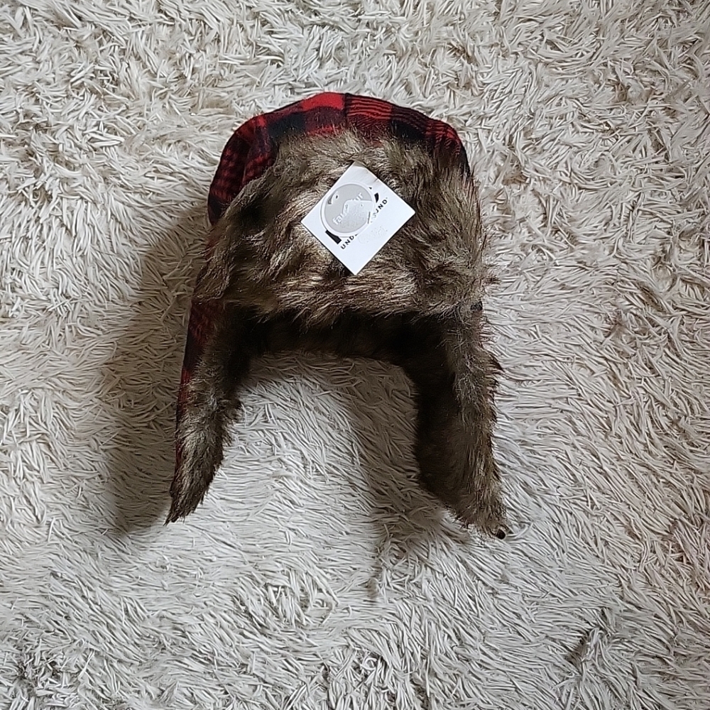 NYC Underground Men's Winter Red Black Hunter Plaid & Faux Fur Trapper Hat